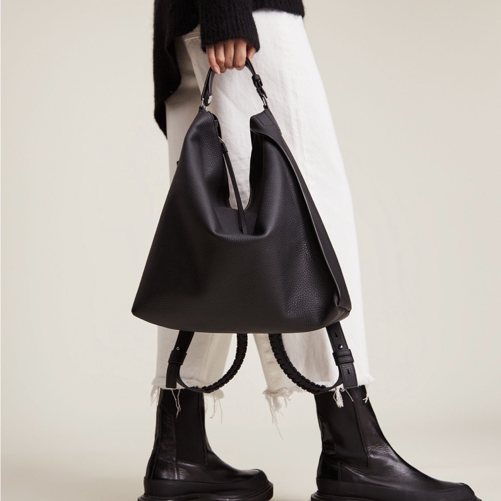 New Allsaints Small Kita Leather Backpack in Navy Blue